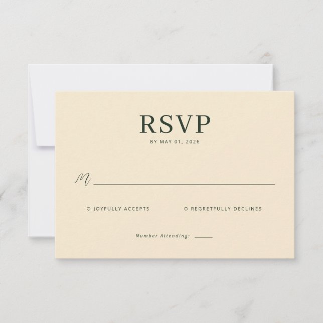 Cartão de RSVP Bege Elegante (Frente)