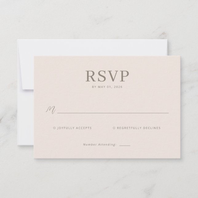 Cartão de RSVP Bege Elegante (Frente)
