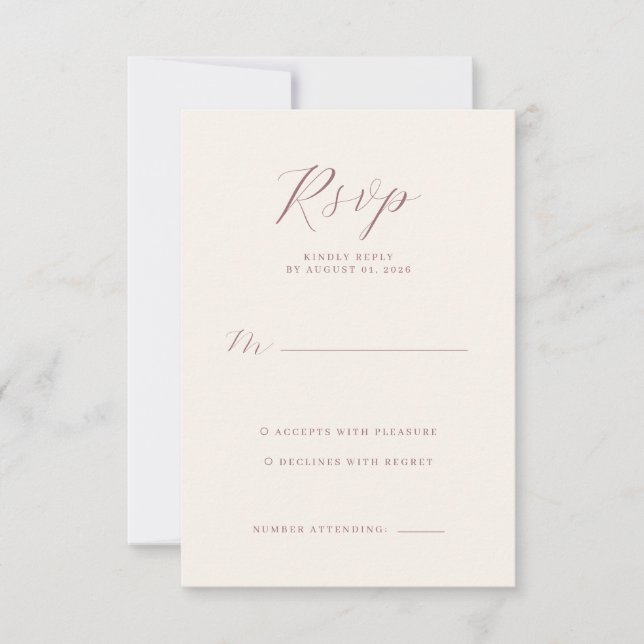 Cartão de RSVP Bege Elegante (Frente)