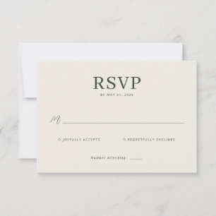 Cartão de RSVP Bege Elegante