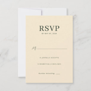 Cartão de RSVP Bege Elegante