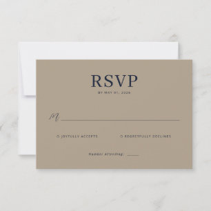Cartão de RSVP Bege Elegante