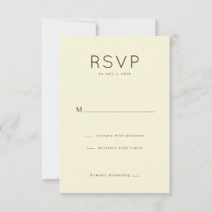 Cartão de RSVP Bege Elegante