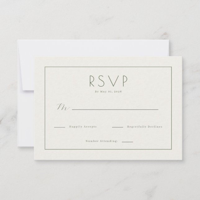 Cartão de RSVP Bege Elegante (Frente)