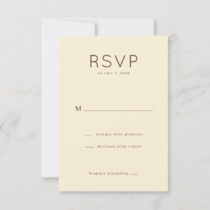Cartão de RSVP Bege Elegante