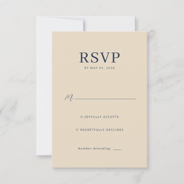 Cartão de RSVP Bege Elegante (Frente)