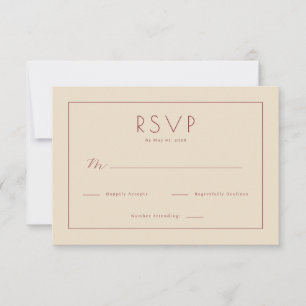 Cartão de RSVP Bege Elegante