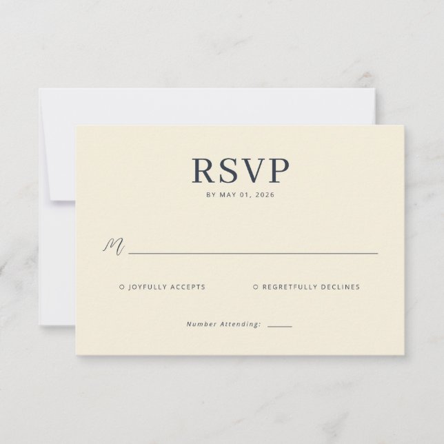 Cartão de RSVP Bege Elegante (Frente)