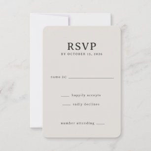 Cartão de RSVP Bege Elegante
