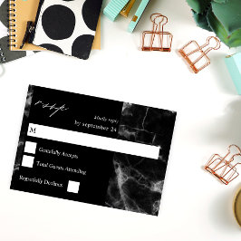 Cartão de RSVP Black Marble