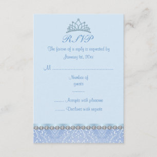 Cartão de RSVP Blue Tiara & Damask Sweet16