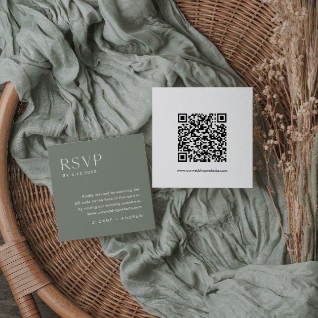 Cartão de RSVP Bohemian SAGE, Inserir Código QR (Criador carregado)