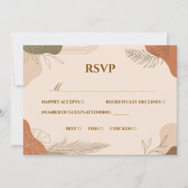 Cartão de RSVP Boho em Terracota Terrosa e Verde S