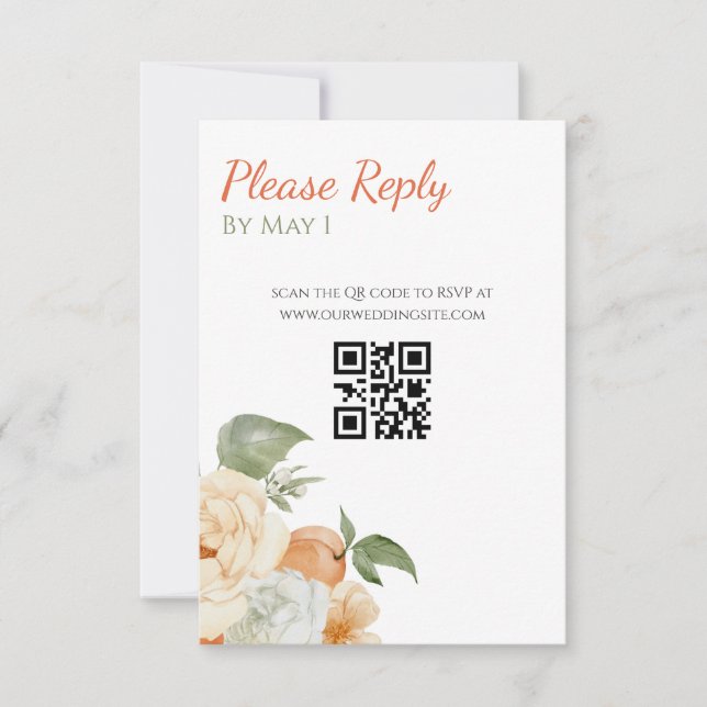 Cartão de RSVP Botânico de Casamento com Pomar de  (Frente)