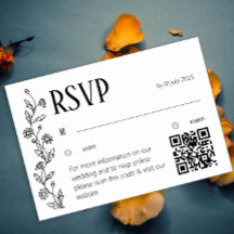 Cartão de RSVP Botânico Minimalista Arte Linear d
