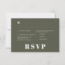 Cartão de RSVP Branco Moderno Retro Moderno