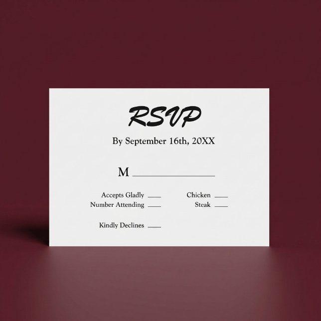 Cartão de RSVP Branco/Preto (Criador carregado)