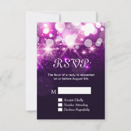 Cartão de RSVP - Brilho de Glitter Roxo da Moda