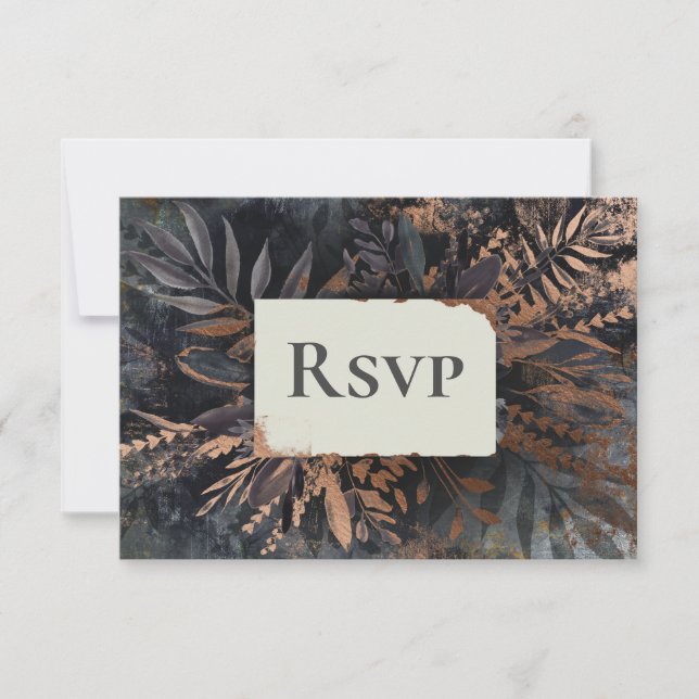 Cartão de RSVP Casamento Sombrio e Temperamental (Frente)