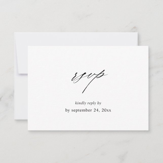 Cartão de RSVP Chic 4 Preto e Branco com Refeição (Frente)