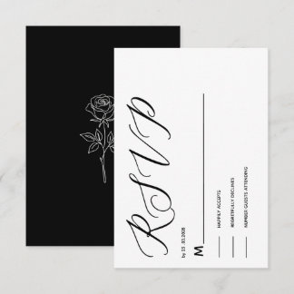 cartão de RSVP clássico simples e elegante preto e