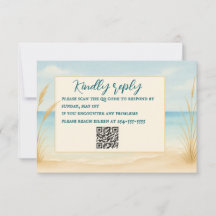 Cartão de RSVP com Código QR Beach Bliss