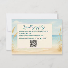 Cartão de RSVP com Código QR Beach Bliss