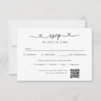 Cartão de RSVP com Código QR de Coração de Roteiro