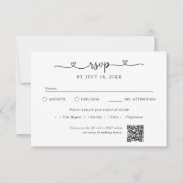 Cartão de RSVP com Código QR de Coração de Roteiro