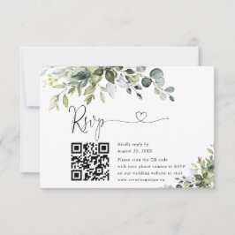 Cartão de RSVP com Código QR para Site de Casament