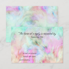 Cartão de RSVP com Design Tie Dye Aqua