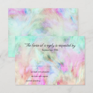 Cartão de RSVP com Design Tie Dye Aqua