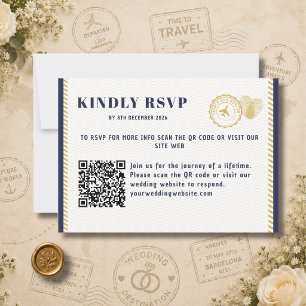 Cartão de RSVP com QR-Code e Monograma de Casament