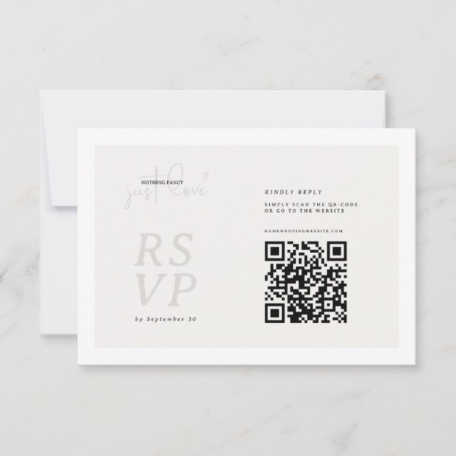 Cartão de RSVP com QR-code Nada de Luxo, Apenas Am (Frente)