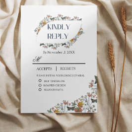 Cartão de RSVP com Refeições Floral Boho
