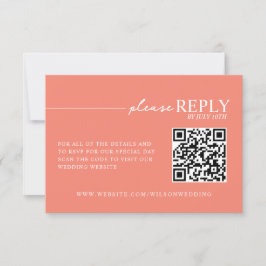 Cartão de RSVP Coral de Tipografia Minimalista