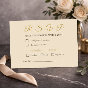 Cartão de RSVP de Aniversário de 50 Anos em Dourad