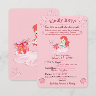 Cartão de RSVP de Aniversário Submarino Rosa Editá