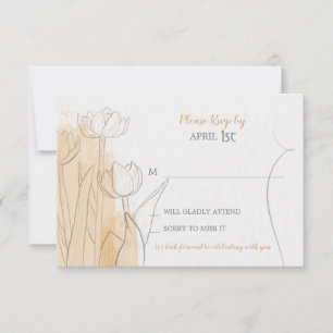 Cartão de RSVP de Aquarela Minimalista Floral