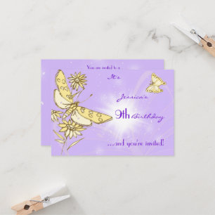 Cartão de RSVP de Borboleta Pêssego Roxo