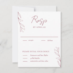 Cartão de RSVP de Botânica Minimalista Elegante Bo