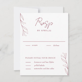 Cartão de RSVP de Botânica Minimalista Elegante Bu
