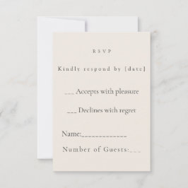 Cartão de RSVP de Casamento Bege Minimalista