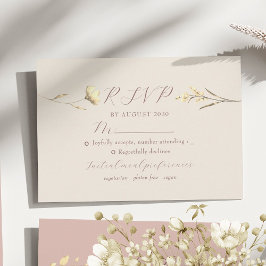 Cartão de RSVP de Casamento Blush Wildflower