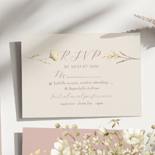 Cartão de RSVP de Casamento Blush Wildflower
