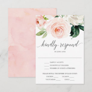 Cartão de RSVP de Casamento Blushing Blooms