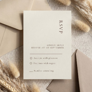 Cartão de RSVP de casamento boêmio bege minimalist