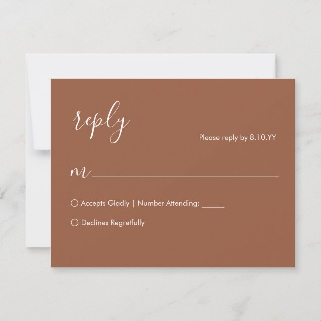 Cartão de RSVP de Casamento Boho Terracota (Frente)