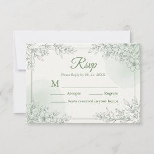 Cartão de RSVP de casamento botânico em aquarela v