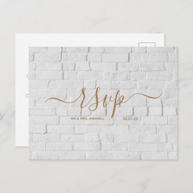 Cartão de RSVP de casamento | Cartão postal de tij (Frente/Verso)